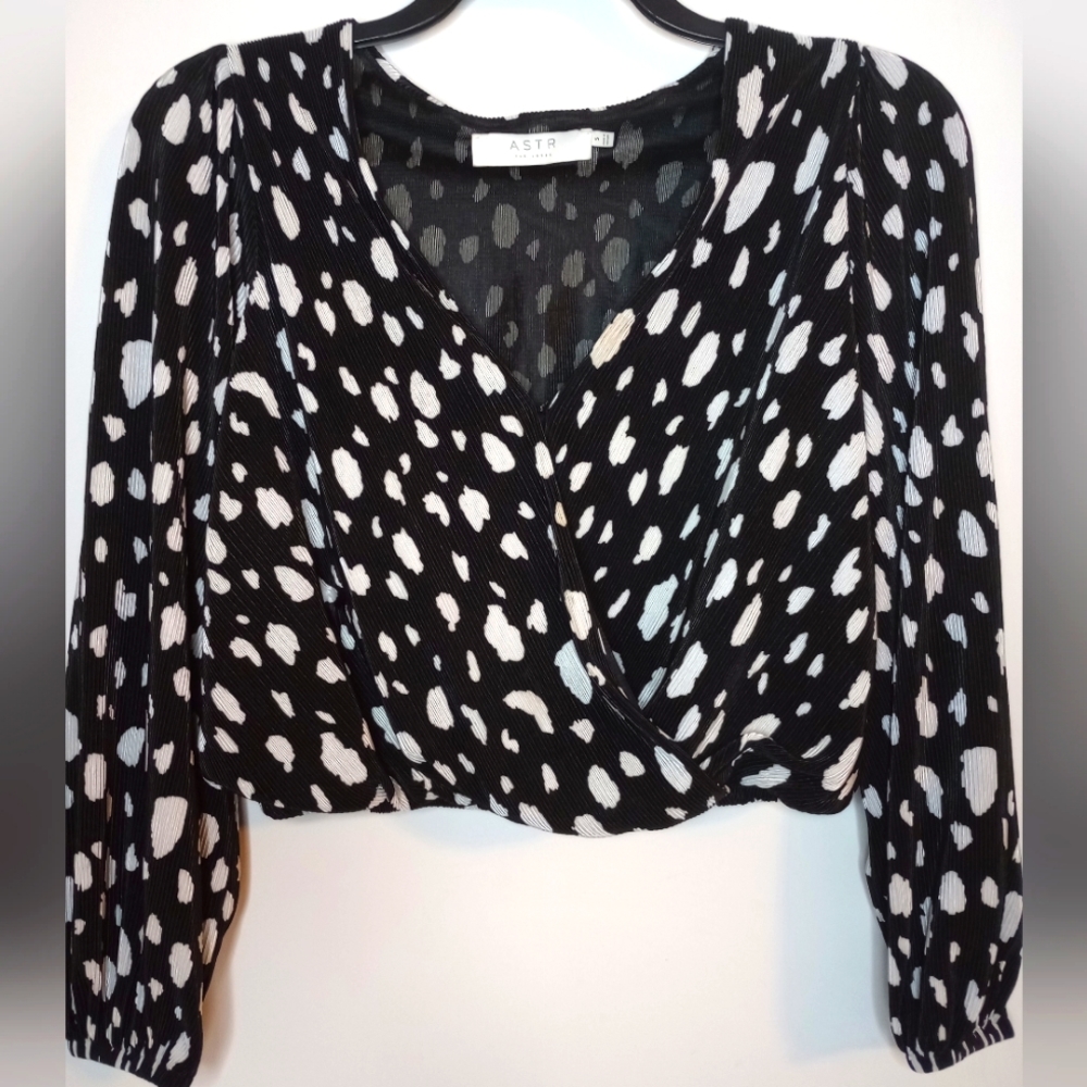 NWOT ✨ ASTR The Label Crop Top Pleated Wrap Blouse